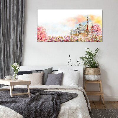 Foto op glas Japans lentelandschap