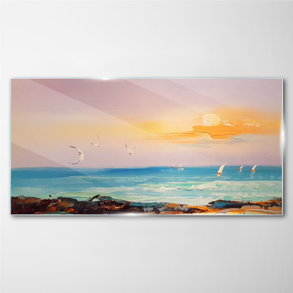 Schilderij op glas Een vredige zonsondergang boven de zee