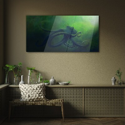 Schilderij op glas De mysterieuze wereld van de octopus