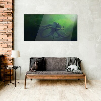 Schilderij op glas De mysterieuze wereld van de octopus