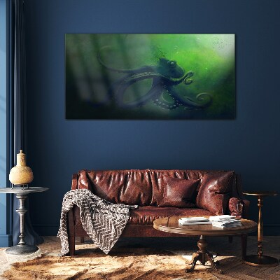 Schilderij op glas De mysterieuze wereld van de octopus