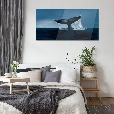 Foto op glas Een walvisgolf in de zee