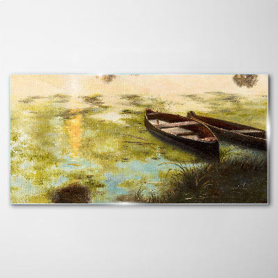 Glas foto Een rustige ochtend aan het meer