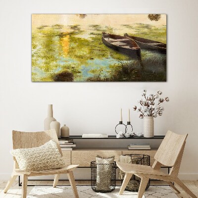 Glas foto Een rustige ochtend aan het meer