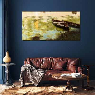 Glas foto Een rustige ochtend aan het meer