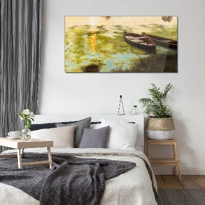 Glas foto Een rustige ochtend aan het meer