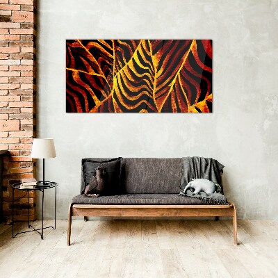 Glas foto Gouden bladeren in brand