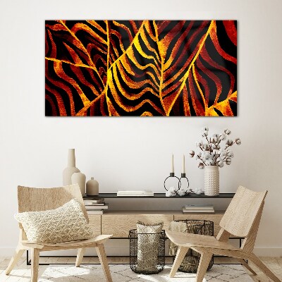 Glas foto Gouden bladeren in brand