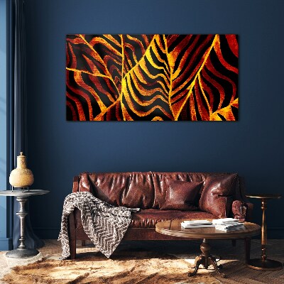 Glas foto Gouden bladeren in brand