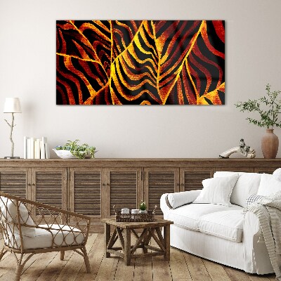 Glas foto Gouden bladeren in brand