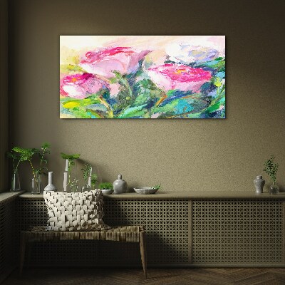 Schilderij op glas Bloemencompositie in pasteltinten