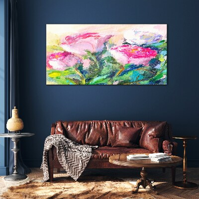 Schilderij op glas Bloemencompositie in pasteltinten