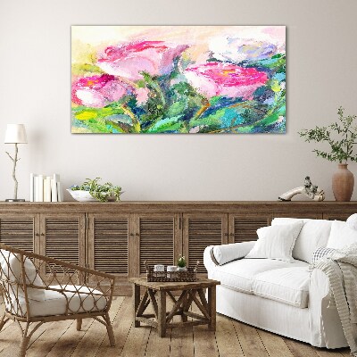 Schilderij op glas Bloemencompositie in pasteltinten