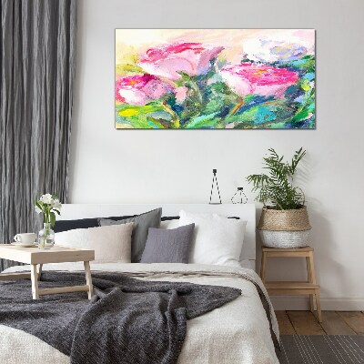 Schilderij op glas Bloemencompositie in pasteltinten