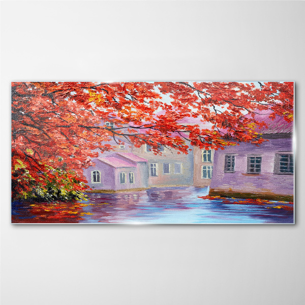 Glas foto Herfstreflecties op het water