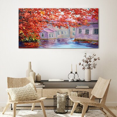 Glas foto Herfstreflecties op het water