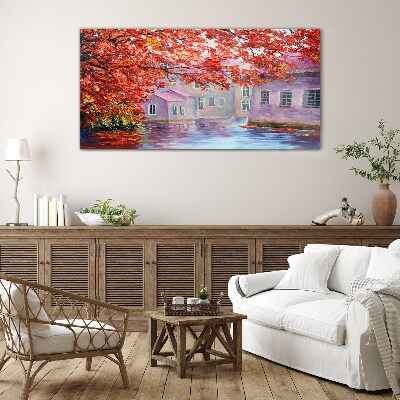 Glas foto Herfstreflecties op het water