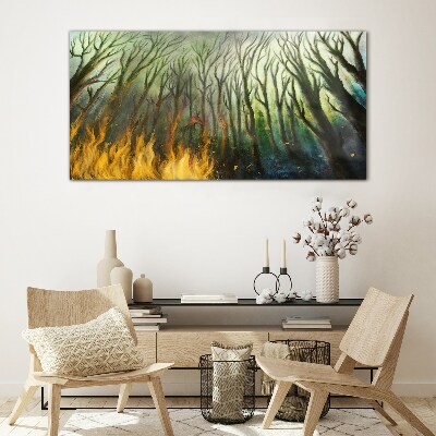 Schilderij op glas Bos in vlammen