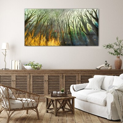Schilderij op glas Bos in vlammen