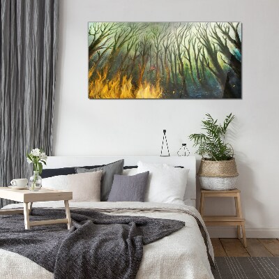 Schilderij op glas Bos in vlammen