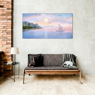 Glas foto Een vredig zeezonsonderganglandschap