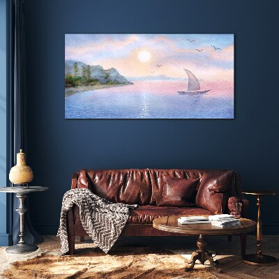 Glas foto Een vredig zeezonsonderganglandschap