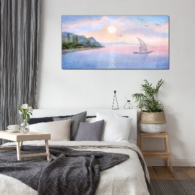 Glas foto Een vredig zeezonsonderganglandschap