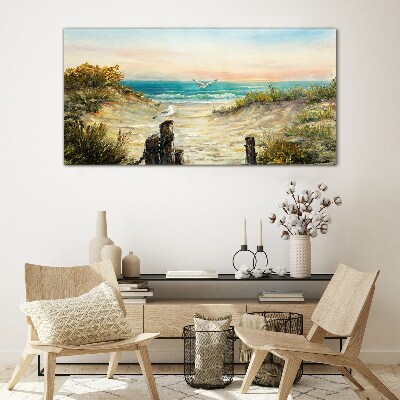 Glas foto Zeelandschap in de ochtend