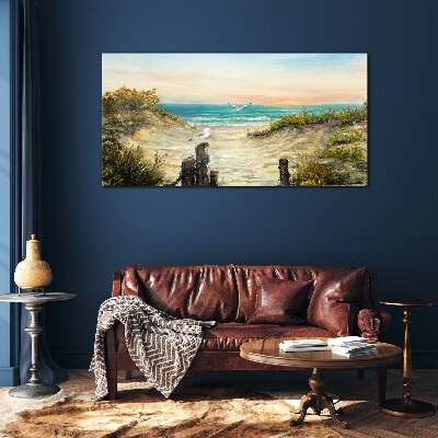 Glas foto Zeelandschap in de ochtend