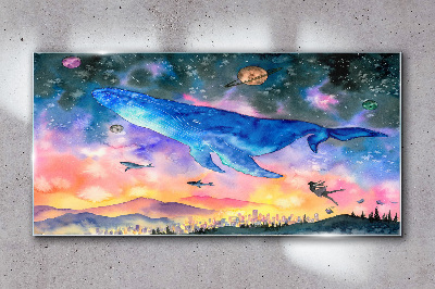 Foto op glas De ruimtereis van de walvis