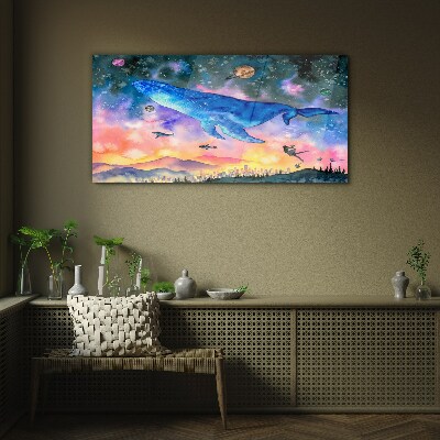 Foto op glas De ruimtereis van de walvis