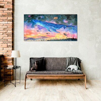 Foto op glas De ruimtereis van de walvis