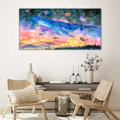 Foto op glas De ruimtereis van de walvis