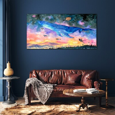 Foto op glas De ruimtereis van de walvis