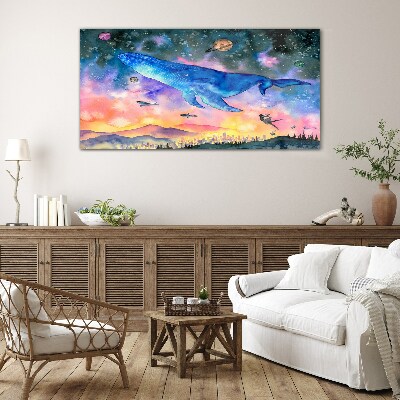 Foto op glas De ruimtereis van de walvis