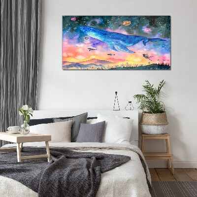 Foto op glas De ruimtereis van de walvis