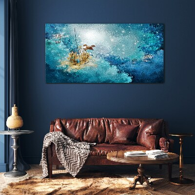 Glas foto Een kooivogel tegen de lucht