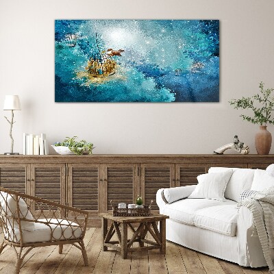 Glas foto Een kooivogel tegen de lucht