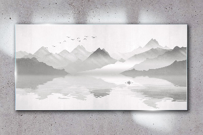 Schilderij op glas Een rustig berglandschap in monochroom