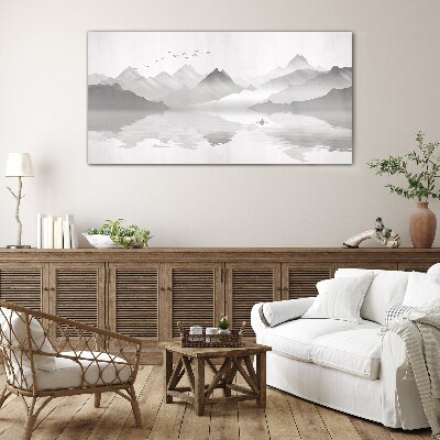 Schilderij op glas Een rustig berglandschap in monochroom