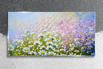 Glas foto Bloemenlandschap in pastelkleuren