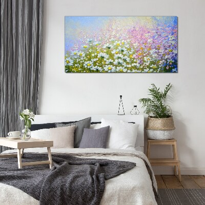 Glas foto Bloemenlandschap in pastelkleuren