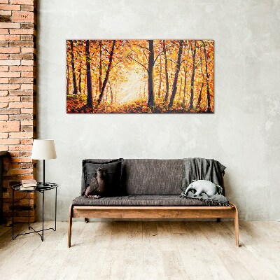 Glas foto Gouden herfst in het bos