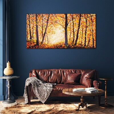 Glas foto Gouden herfst in het bos