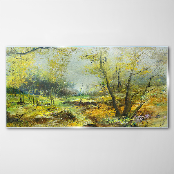 Glas foto Lentelandschap met bomen