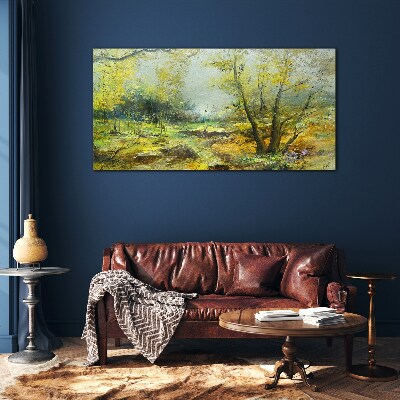 Glas foto Lentelandschap met bomen