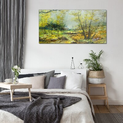 Glas foto Lentelandschap met bomen