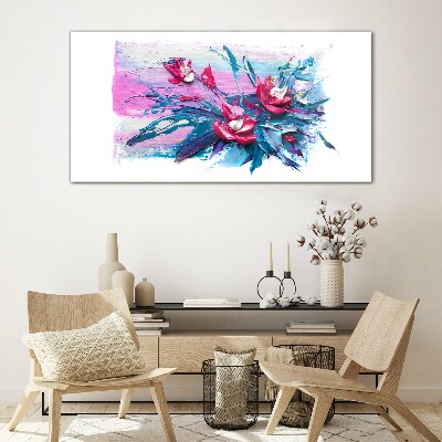 Schilderij op glas Een bloemencompositie in intense kleuren