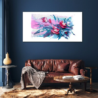 Schilderij op glas Een bloemencompositie in intense kleuren