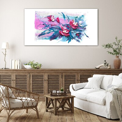 Schilderij op glas Een bloemencompositie in intense kleuren